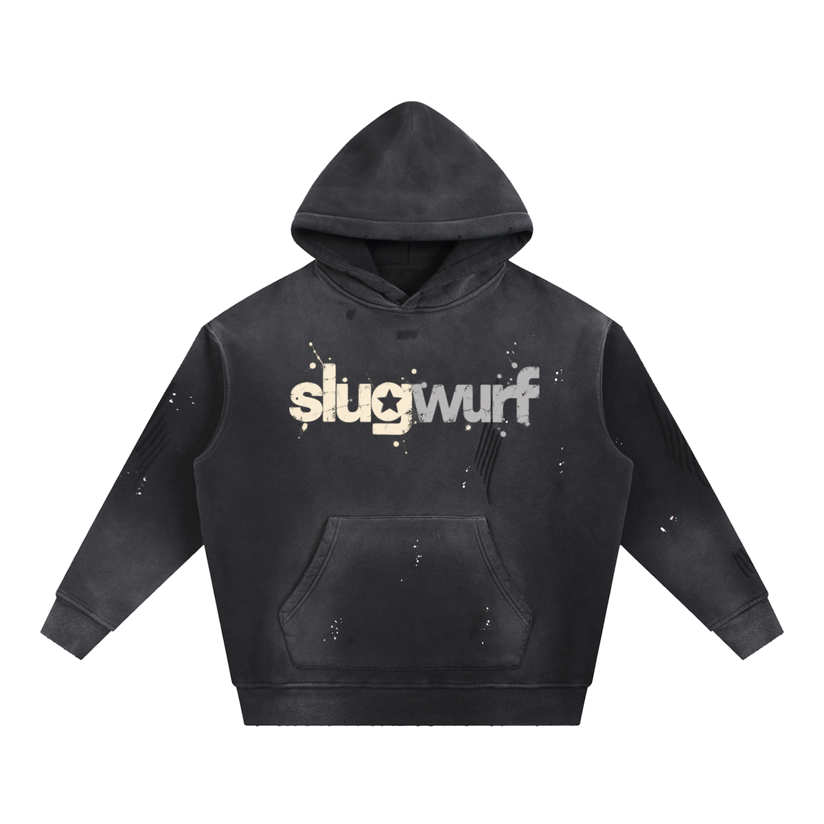 Slugwurf Vintage Washed Black Hoodie | Distressed Streetwear