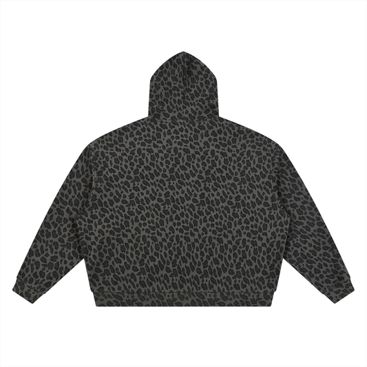 Slugwurf Gray Unisex Leopard Print Waffle Full Zip Hoodie