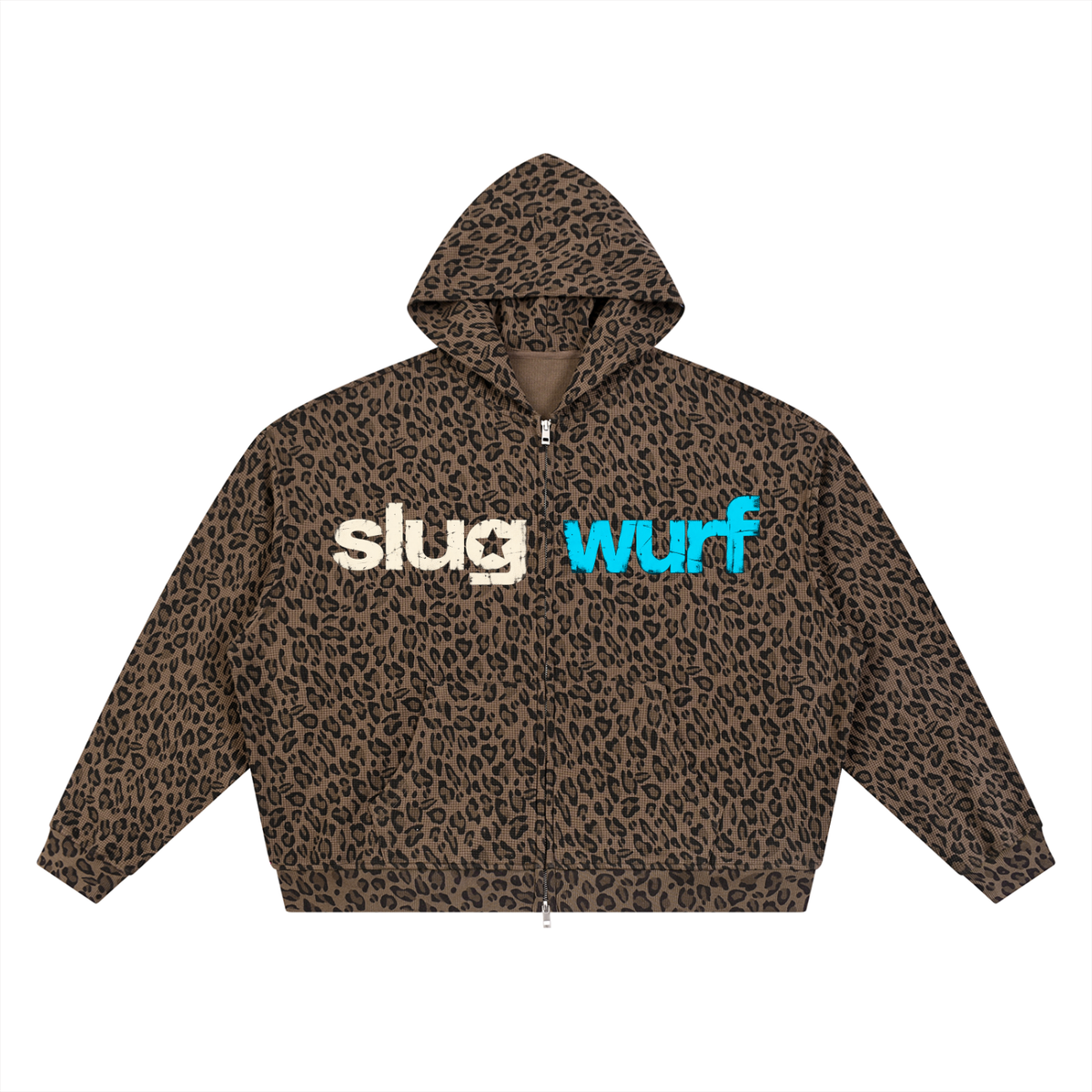 Slugwurf Unisex Leopard Print Waffle Full Zip Hoodie
