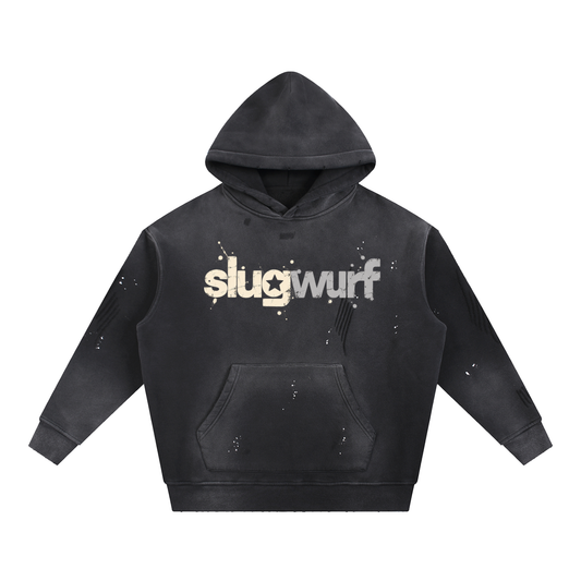 Slugwurf Vintage Washed Black Hoodie | Distressed Streetwear