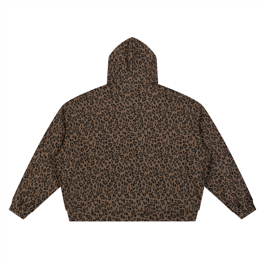 Slugwurf Unisex Leopard Print Waffle Full Zip Hoodie