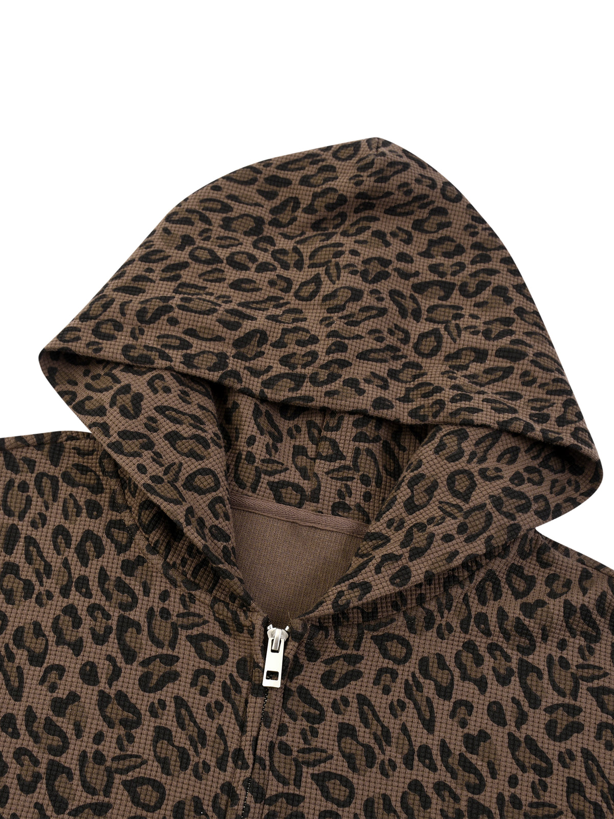 Slugwurf Unisex Leopard Print Waffle Full Zip Hoodie